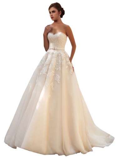 Sem Mangas Amor Tule & Renda Vestido de Baile Vestido de Baile