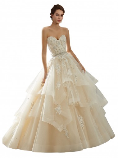 Sem Mangas Amor Tule & Renda Longo Vestido de Baile Vestido de Noiva
