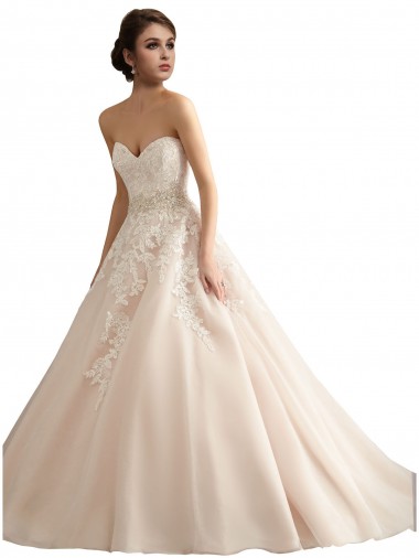 Sem Mangas Decote V Tule & Renda Vestido de Baile Vestidos de Noiva