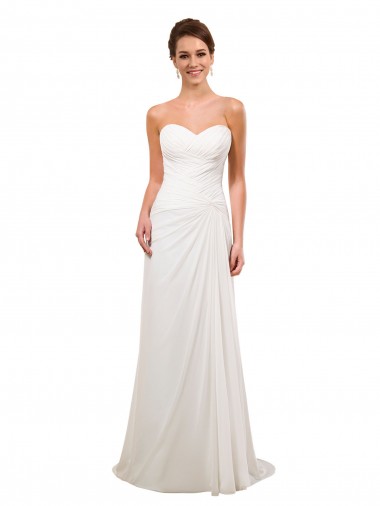 Sem Mangas Amor Chiffon Bainha Vestidos de Noiva