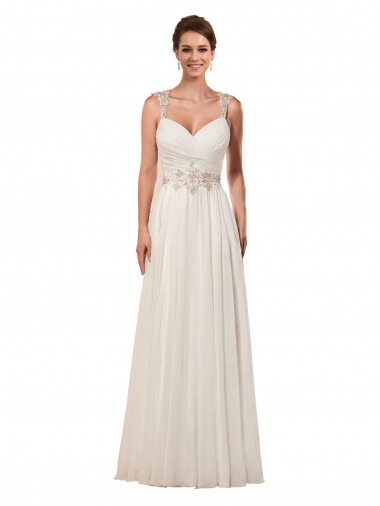 Sem Mangas Amor Buraco da fechadura Chiffon Bainha Vestidos de Noiva