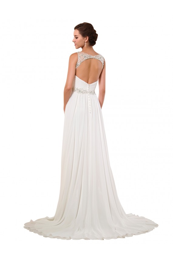 Sem Mangas Decote V Chiffon Bainha Vestidos de Noiva Clássicos