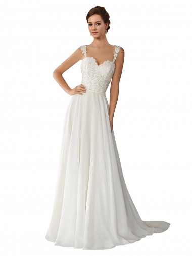 Sem Mangas Amor Chiffon & Renda Linha A Vestidos de Noiva