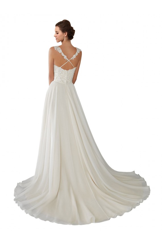 Sem Mangas Amor Chiffon & Renda Linha A Vestidos de Noiva