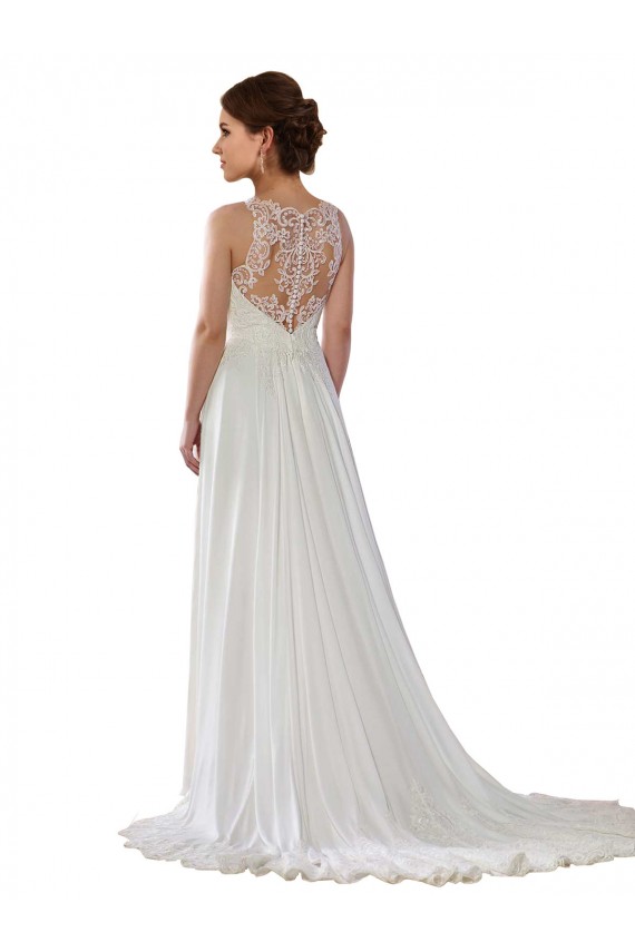 Sem Mangas Decote Ilusão Chiffon Linha A Vestidos de Noiva