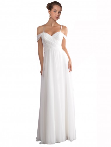 Sem Mangas Fora do Ombro Chiffon Linha A Vestidos de Noiva