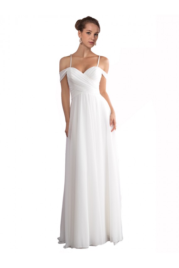 Sem Mangas Fora do Ombro Chiffon Linha A Vestidos de Noiva