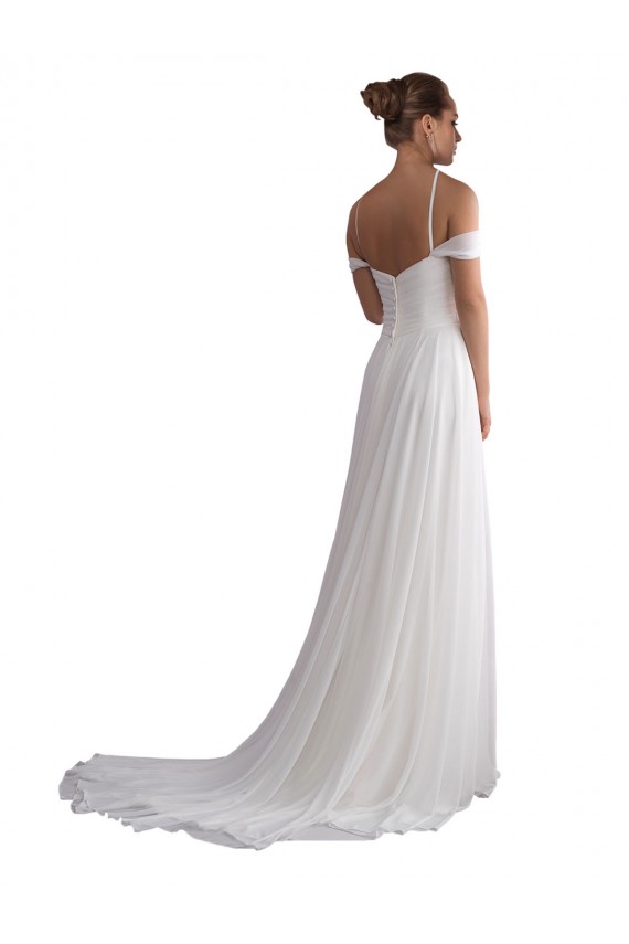 Sem Mangas Fora do Ombro Chiffon Linha A Vestidos de Noiva