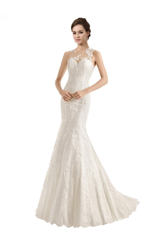 Sem Mangas Decote Ilusão Renda Sereia Vestido de Festa / Vestido de Madrinha