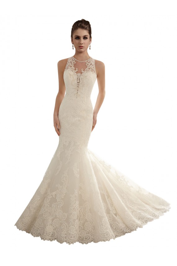 Sem Mangas Decote Ilusão Renda Sereia Vestidos de Festa / Vestidos de Madrinha