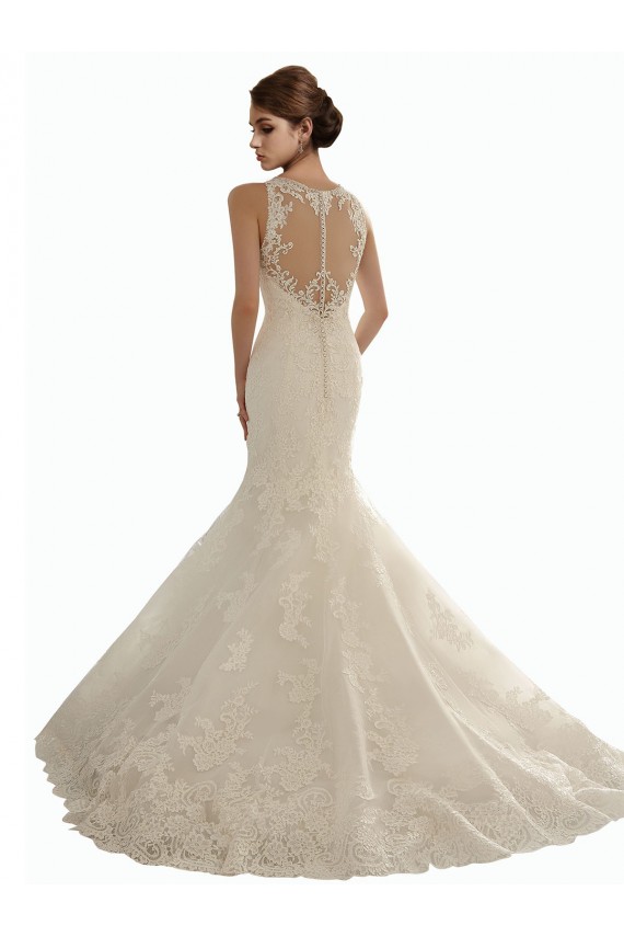 Sem Mangas Decote Ilusão Renda Sereia Vestidos de Festa / Vestidos de Madrinha