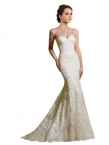 Sem Mangas Amor Cetim & Renda Sereia Vestidos de Noiva