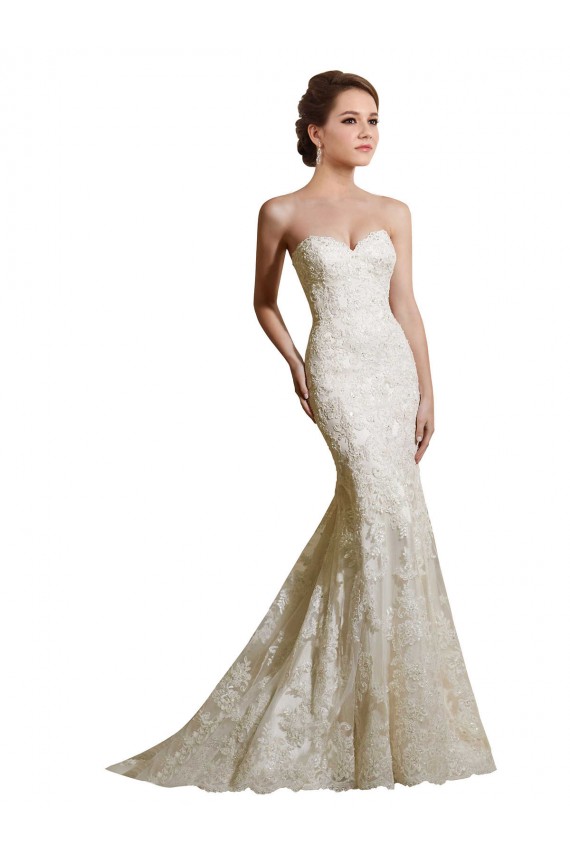 Sem Mangas Amor Cetim & Renda Sereia Vestidos de Noiva