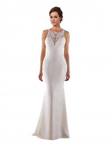 Sem Mangas Amor Renda & Crepe Esticado Sereia Vestidos de Noiva