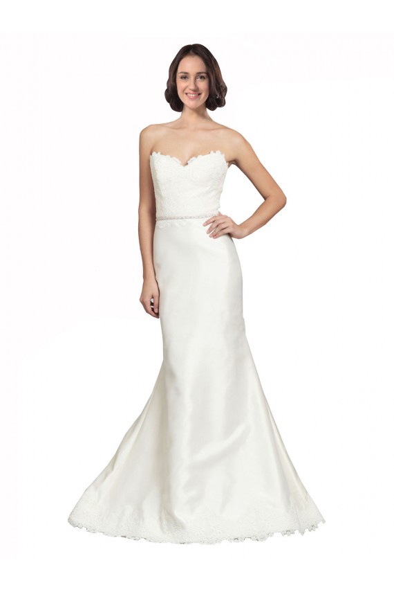 Sem Mangas Amor Cetim & Renda Trombeta Vestidos de Noiva