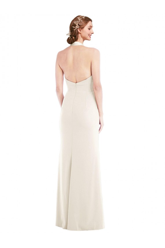 Sem Mangas Cabeçada Lombar Crepe Esticado Trombeta Vestidos de Madrinha / Vestidos de Festa