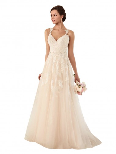 Sem Mangas Amor Tule & Renda Linha A Vestidos de Noiva