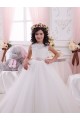Sem Mangas Barco Costas em V Tule & Renda Vestido de Baile Longo Vestidos para Meninas de Flores