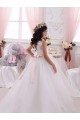 Sem Mangas Barco Costas em V Tule & Renda Vestido de Baile Longo Vestidos para Meninas de Flores