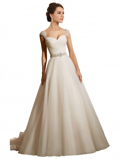 Sem Mangas Amor Tule Vestido de Baile Vestidos de Noiva