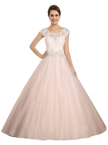 Sem Mangas Barco Renda Vestido de Baile Vestidos de Noiva