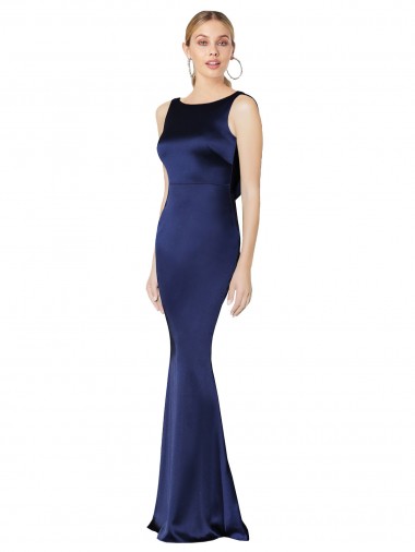 Sem Mangas Cabeçada Lombar Cetim Elástico Bainha Vestidos de Madrinha / Vestidos de Noite / Vestidos de Festa