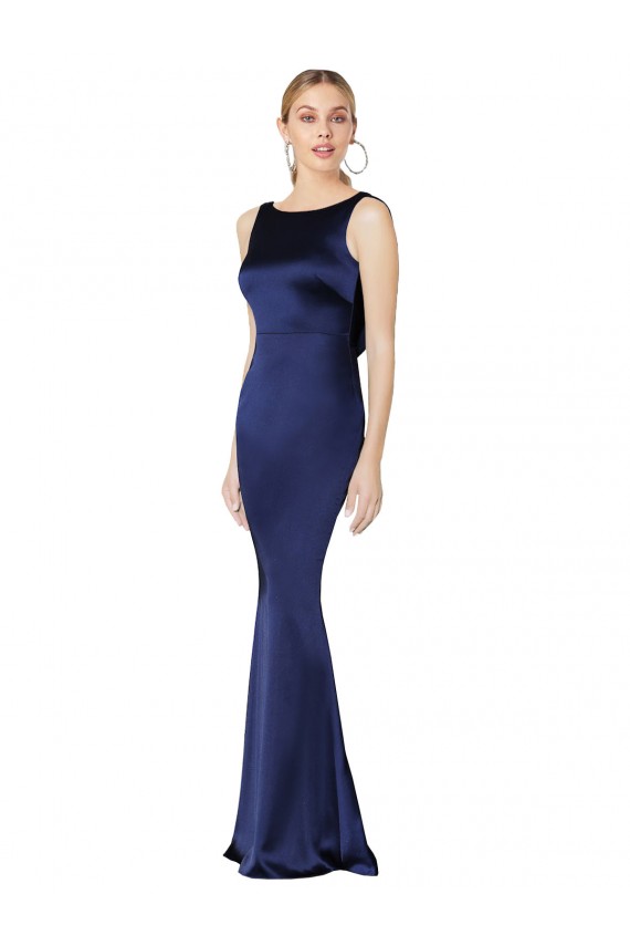 Sem Mangas Cabeçada Lombar Cetim Elástico Bainha Vestidos de Madrinha / Vestidos de Noite / Vestidos de Festa