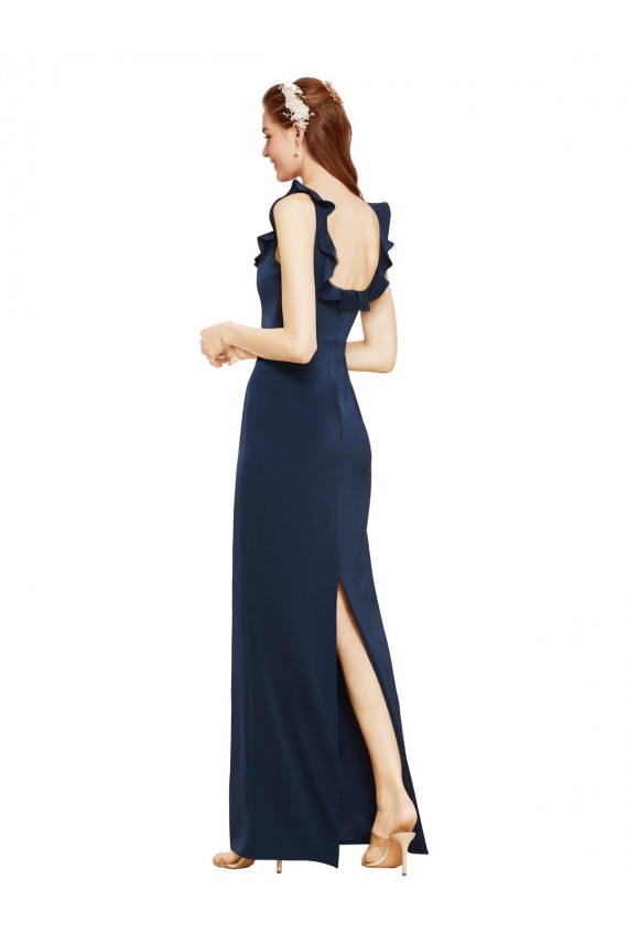 Sem Mangas Colher Lombar Crepe Esticado Bainha Vestidos de Madrinha / Vestidos de Noite / Vestidos de Festa