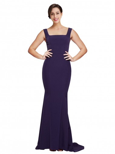 Sem Mangas Decote Quadrado Crepe Esticado Bainha Vestidos de Madrinha / Vestidos de Festa