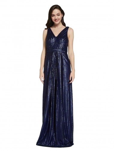 Sem Mangas Decote V Costas em V Lantejoulas Bainha Vestidos de Madrinha / Vestidos de Noite / Vestidos de Festa