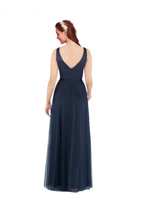 Sem Mangas Decote V Lombar Tule Bainha Vestidos de Madrinha