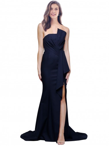 Sem Mangas Sem alças Lombar Crepe Esticado Bainha Vestidos de Madrinha / Vestidos de Festa