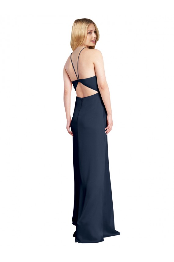 Sem Mangas Cabeçada Abrir de volta Cetim Elástico Linha A Vestidos de Madrinha / Vestidos de Noite / Vestidos de Festa