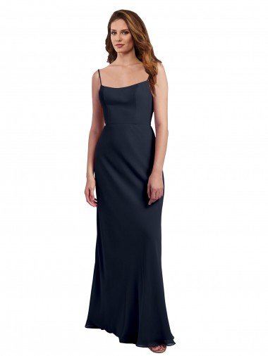Sem Mangas Alças finas Abrir de volta Chiffon Linha A Vestidos de Madrinha / Vestidos Formais
