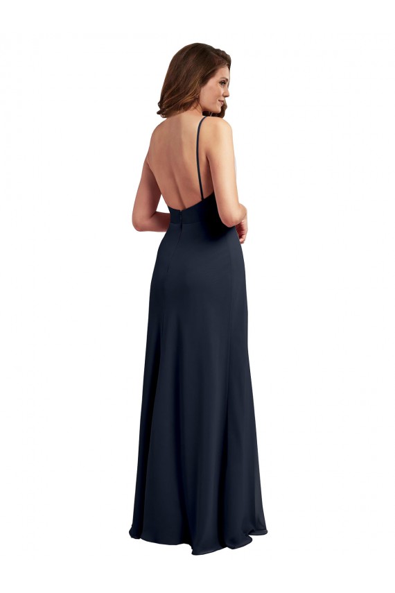 Sem Mangas Alças finas Abrir de volta Chiffon Linha A Vestidos de Madrinha / Vestidos Formais