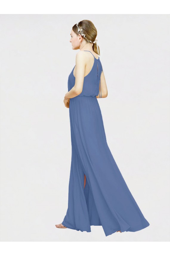 Sem Mangas Cabeçada Chiffon Linha A Vestidos de Madrinha Formais