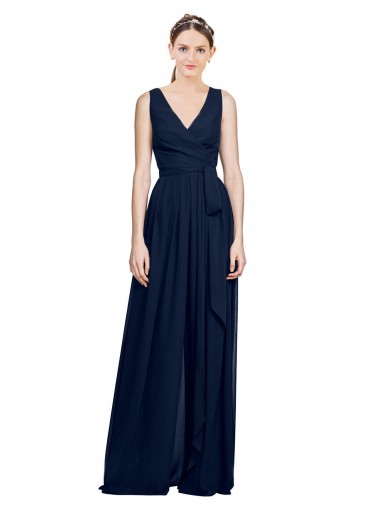 Sem Mangas Decote V Chiffon Linha A Vestido de Madrinha Formais
