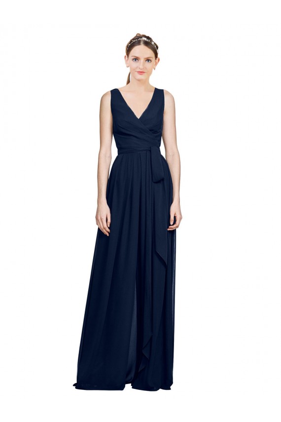 Sem Mangas Decote V Chiffon Linha A Vestido de Madrinha Formais