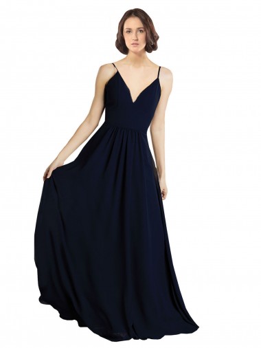 Sem Mangas Decote V Chiffon Linha A Vestido de Madrinha Formais / Vestido de Baile