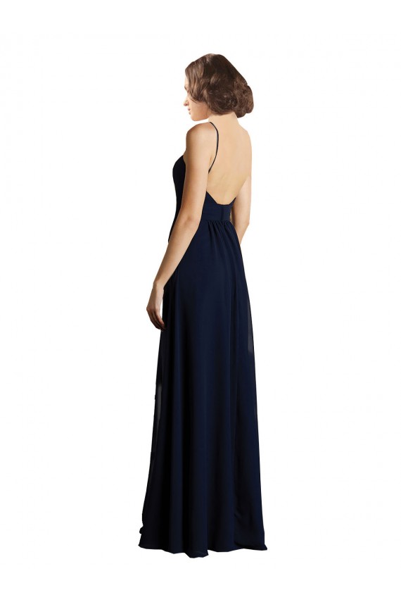 Sem Mangas Decote V Chiffon Linha A Vestido de Madrinha Formais / Vestido de Baile