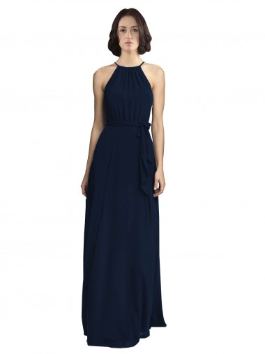 Sem Mangas Cabeçada Chiffon Linha A Vestidos Formais / Vestidos de Madrinha