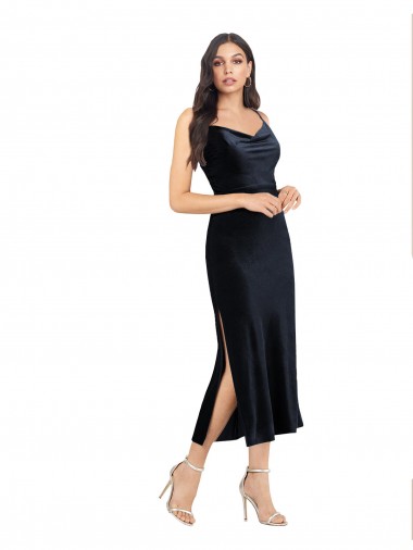 Sem Mangas Decote Capuz Lombar Veludo Elástico Coluna Curto Vestidos de Madrinha / Vestidos de Noite / Vestidos de Festa