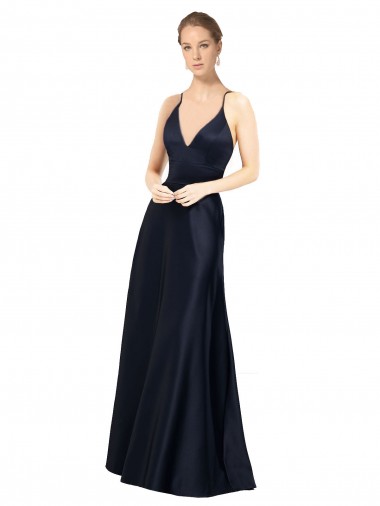 Sem Mangas Alças finas Cetim Linha A Vestidos de Madrinha / Vestidos de Festa