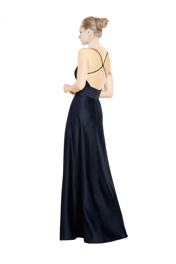 Sem Mangas Alças finas Cetim Linha A Vestidos de Madrinha / Vestidos de Festa