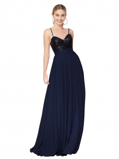 Sem Mangas Alças finas Chiffon & Lantejoulas Linha A Vestidos de Madrinha / Vestidos de Festa