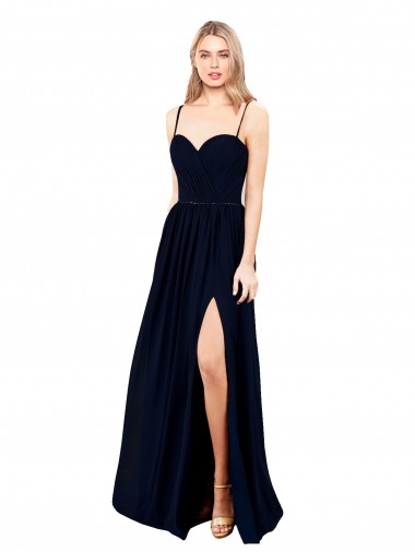 Sem Mangas Alças finas Chiffon Linha A Vestidos de Madrinha / Vestidos de Noite