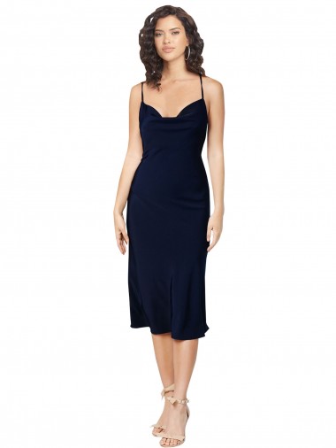 Sem Mangas Alças finas Abrir de volta Cetim Sedoso Linha A Vestidos de Madrinha / Vestidos de Noite / Vestidos de Festa