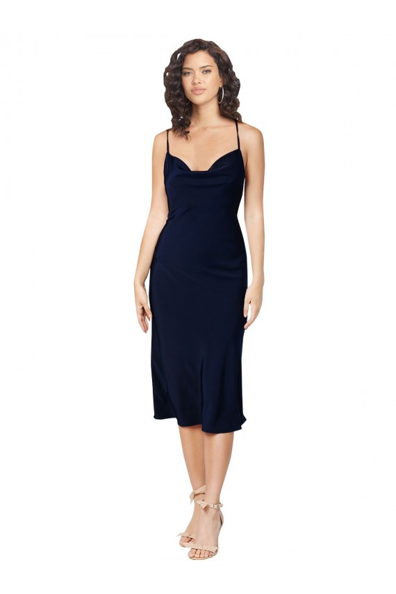 Sem Mangas Alças finas Abrir de volta Cetim Sedoso Linha A Vestidos de Madrinha / Vestidos de Noite / Vestidos de Festa