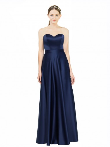 Sem Mangas Amor Lombar Cetim Elástico Linha A Vestidos de Madrinha / Vestidos de Noite