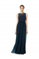 Sem Mangas Barco Buraco da fechadura Chiffon & Renda Linha A Vestidos de Madrinha